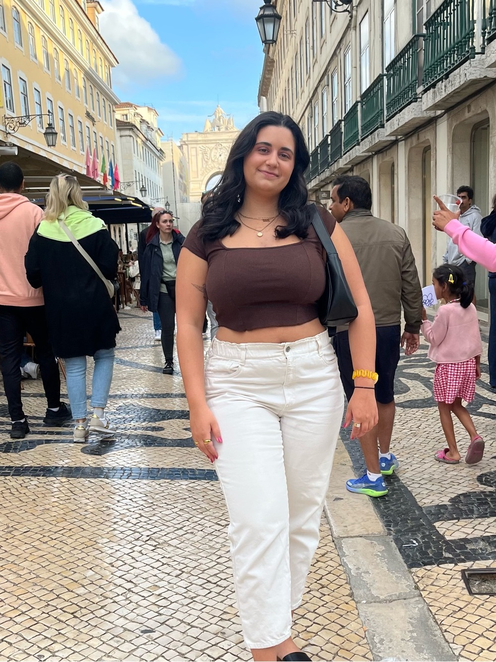 Ribbed Square-Neck Crop Top - Brown